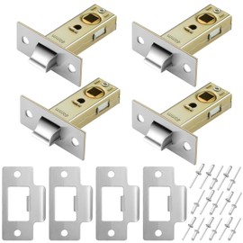MUNSKT 4 Set 45mm Tubular Latch, Internal Door Lock Mortice Latch Polished Door Latch for Sprung Lever Door Handles