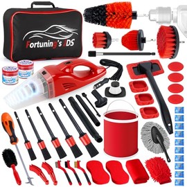 55PCS Car Detailing Kit Interior Cleaner with High Power Handheld Vacuum, Car Detailing Brush Set, Car Cleaning Kit, Drill Brush Set, Car Cleaning Tools Brushes for Interior, Exterior, Wheels