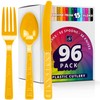 DecorRack Plastic Cutlery Set, Yellow Colored Plastic Silverware Sets for