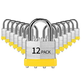 HZSY Padlocks Keyed Alike, Pack of 12, Laminated Steel Keyed Lock (1-9/16", 40mm), Padlocks with Same Key, Normal Shackle, for Toolbox, Locker & StorageUnit or More