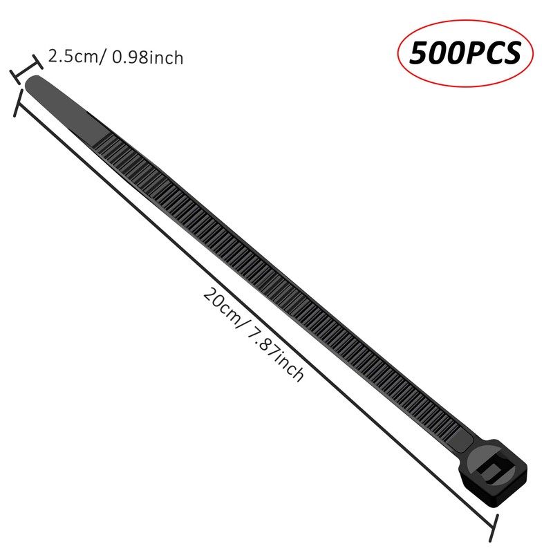 Cable Ties Black 200 x 2.5 mm UV Resistant Adjustable