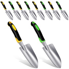 10 Pcs Garden Shovels Bulk, Hand Shovels Heavy Duty Trowel Garden Tool, Small Metal Hand Shovel Bulk Spade Shovel Gardens with Soft TPR Handle for Lawn Yard Farm