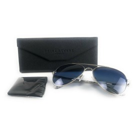 Prive Revaux -The Showstopper Aviator Polarized Sunglasses MtteSlvr/DkNvy w/case