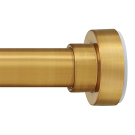 YNL Shower Curtain Rod 34-96 Inches, Non-Slip, Never Rust, No Drill Tension Curtain Rod for Bathroom or Window, Long Tension Rod Stainless Steel, Brushed Gold