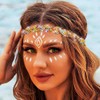 Fstrend Gold Elastic Rhinestone headbands Sparkly Crystal Braid Head Chain