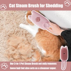 Cat Steam Brush for Shedding, 3 in 1 Water Cat Cleaning Brush, Pet Hair Brushes for Shedding, Massage, Grooming, Cleaning, Steamy Pet Brushes for Cats, Dogs (Pink)
