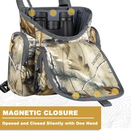 UIIHUNT Binocular Harness Chest Pack - Lightweight Bino Harness with Rangefinder Pouch - Durable Binocular Chest Packs for Hunting & More - Bino Harness Holds rangefinders, Phones, ect (Tree Camo)