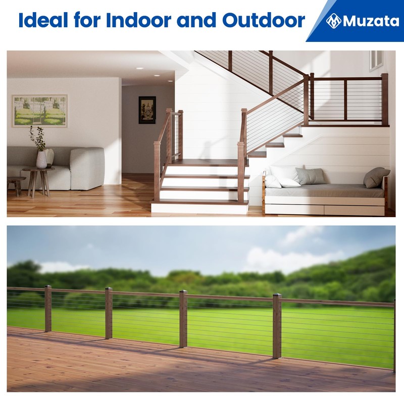 Muzata 30 Pack 1/8" Black Cable Railing Hardware Kit Swage