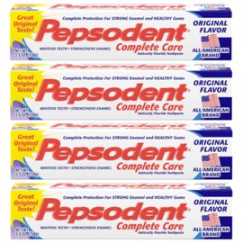 Pepsodent Complete Care Anticavity Fluoride Toothpaste, Original Flavor, 5.5 OZ (Pack of 4)