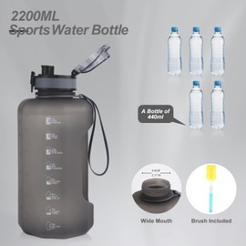 GEMFUL Large Water Bottle with Handle 74oz BPA Free for Sports