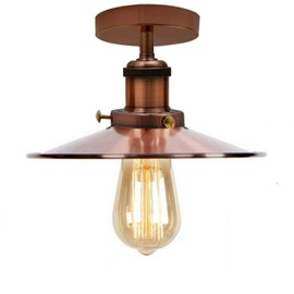 DC Voltage Retro Industrial Semi Flush Mount Ceiling Lights Metal 22 cm Light Shade with E27 Base Lamp Holder for Living Room Kitchen Bedroom Bar Restaurant Offices.