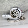 maycom Creative Spinning New Chrome Polished Silver Turbo Turbocharger Keychain