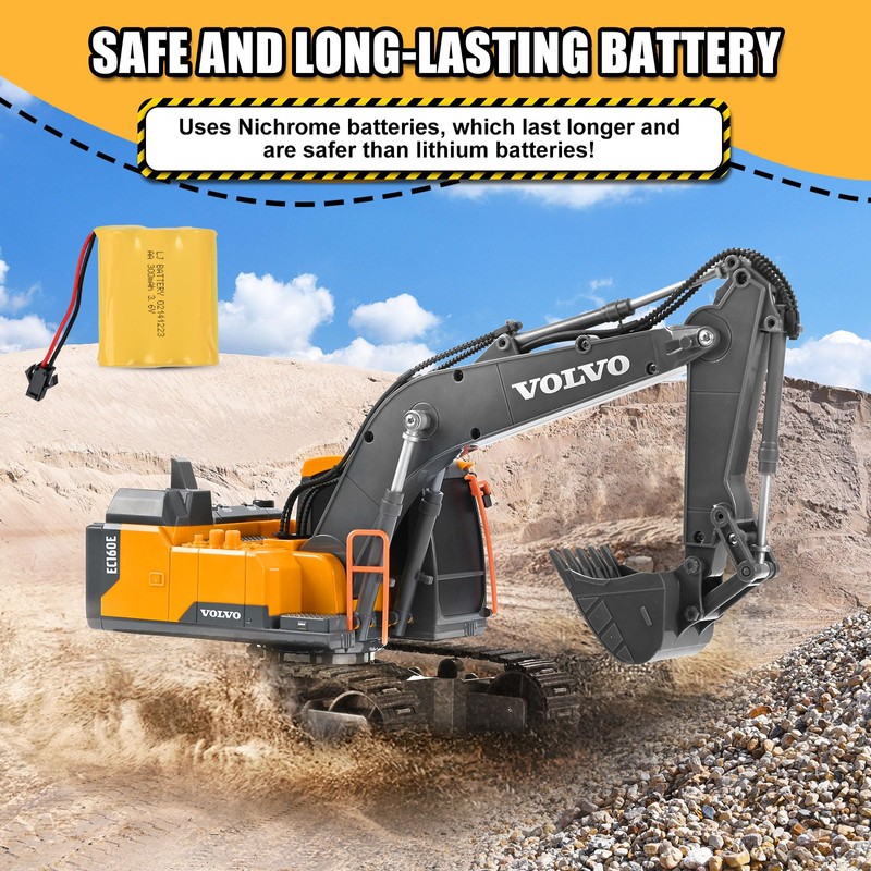 DOUBLE E Volvo RC Excavator Remote Control Excavator Toy for