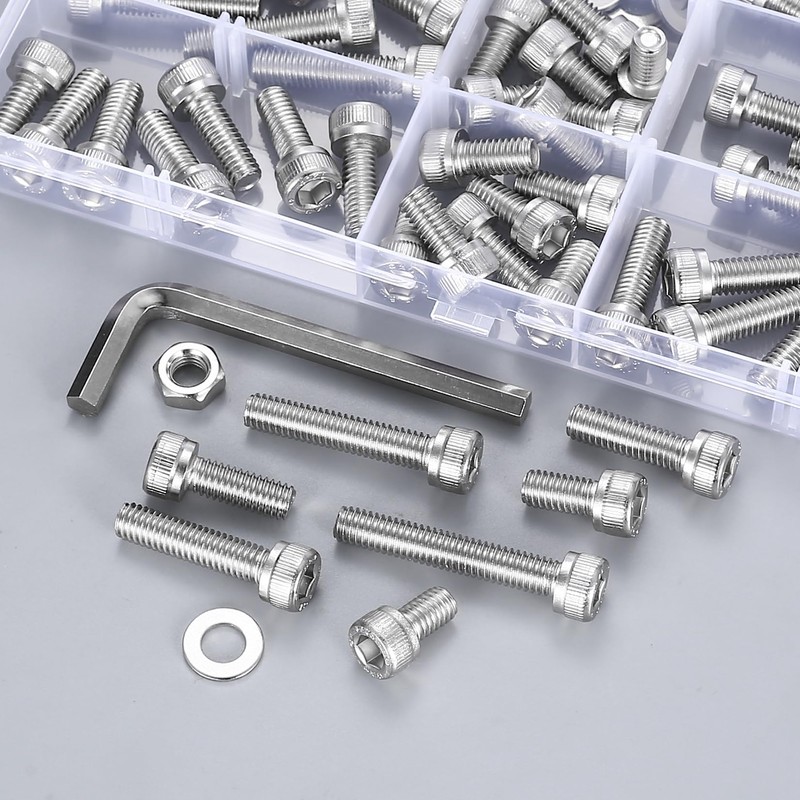 120 Piece M6 Screws Set, Cylinder Screws Nuts Set, Hexagonal