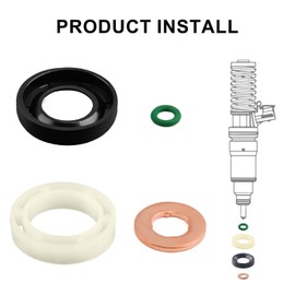 1.6 HDI Injector Gasket Kit, 16 Pieces Diesel Injector Gasket Replacement Compatible with Citroen, Peugeot, Universal Injector Accessories (1314368, 1982A0) (Green)