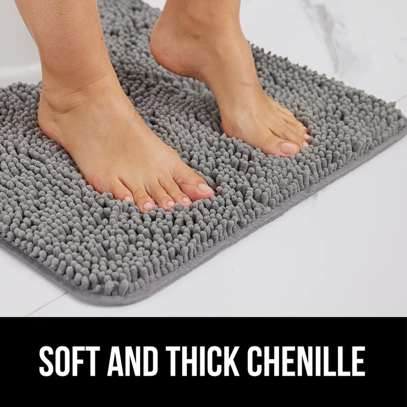 GORILLA GRIP Bath Rug Mat, Thick Soft Absorbent Chenille, Quick