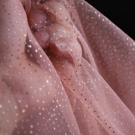 SHAYUAN 60" x 8 Yards Glitter Tulle Fabric Rolls for Bridal Veil Tutu Skirts Tulle Bolt Ribbons DIY Sewing Crafts Wedding Arch Bridal Showers Decoration Photography - Rose Gold