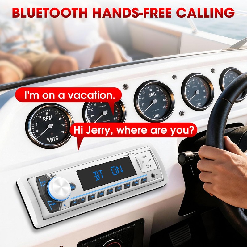 Single Din Marine Radio Receiver: Bluetooth Car Stereo for Boat