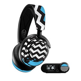 MightySkins Glossy Glitter Skin Compatible with SteelSeries Arctis Nova Pro - Baby Blue Chevron | Protective, Durable High-Gloss Glitter Finish | Easy to Apply and Change Styles | Made in The USA