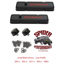 Proform 1978-1986 Chevy C/K pickup small block valve covers BOWTIE BLACK SHORT kit