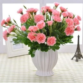 Corkwaw 40 Heads Artificial Carnations,Silk Hydrangea Bouquet Decoration Plastic Plant Suitable for Photo Props Family Party Home Decoration Bridal Wedding Bouquet Decoration (Pink)