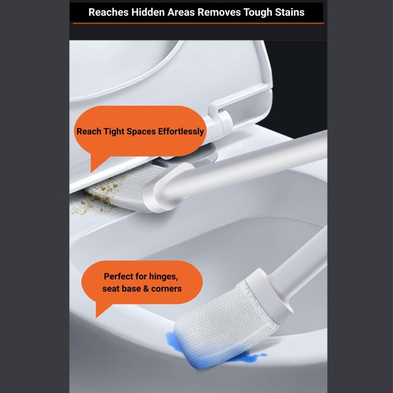 CBUCKS Disposable Toilet Brush – Silicone Head, Hands-Free Wet Wipe