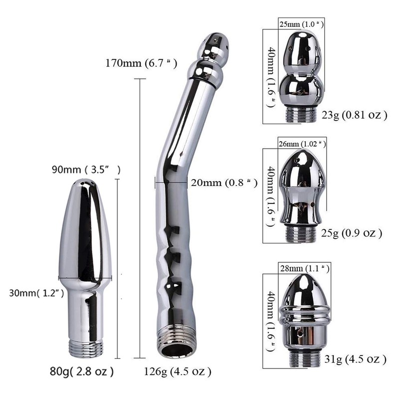 Metal Enema Handheld Shower, Shower Enema 3 Heads Nozzle System
