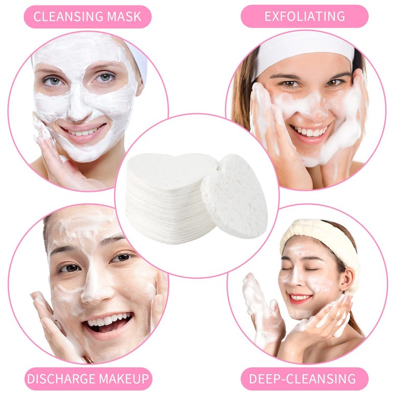 ClimbFun 50-Count Compressed Facial Sponges,100% Natural Cellulose Face Makeup Sponge