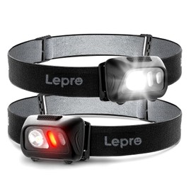Lepro LED Headlamp Flashlights, 1500Lux Head Lamp with 6 Lighting Modes and Red Light, IPX4 Waterproof Headlamp for Camping Hiking Backpacking Fishing, Adjustable Headband Suit for Adults Kids 2 Pack