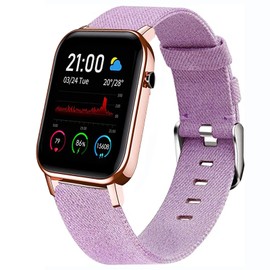 Compatible for IFOLO Smart Watch Band, Giaogor Breathable Nylon Woven Fabric Replacement Strap Compatible with IFOLO SN87 1.4''/Zard Zoop 1.4''/EGQINR T42 1.7''/SOUYIE T45S 1.7"/SOUYIE T49 1.9''/SOUYIE Q15 PRO 1.69'' Smart watch (Purple)