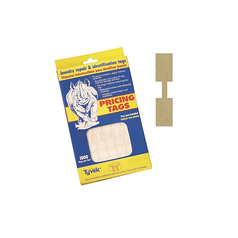 Jeweller Repair, Price and Identification Tags, 12mm 1000pcs (Rectangular Gold)