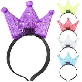 Beavorty 5 Pcs Luminous Headband Glitter Headband Light Up Princess Glow In Dark Headband Women Headband LED Flashing Hair Band
