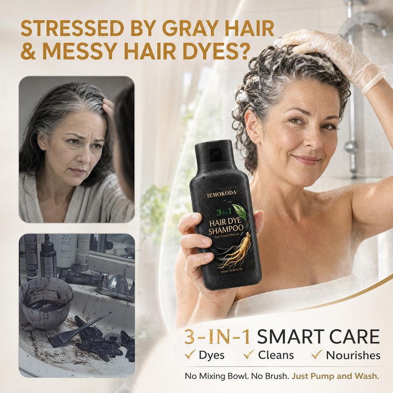 Dark Brown Hair Dye Shampoo, Color Shampoo for Gray Hair