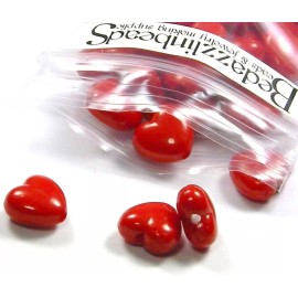 20 Bright Red Plastic Acrylic 10mm Heart Shaped Jewelry Beads with 1.7mm Hole