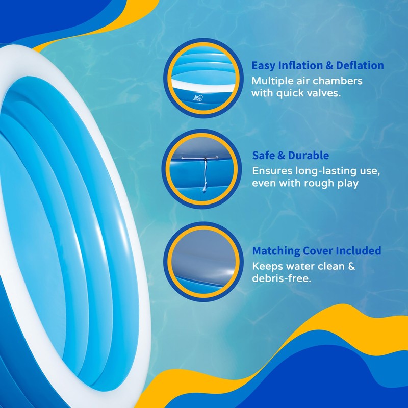 Blue Wave Inflatable Swimming Pool with Cover – 7.5-ft Round