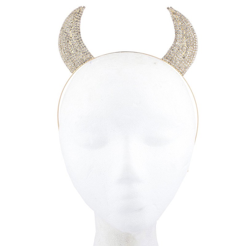 Lux Accessories Gold Tone Faux Rhinestone Devil Horn Costume Cat