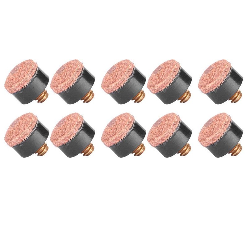 10pcs Hard Leather Billiard Pool Cue Stick Screw-on Tips Replacement