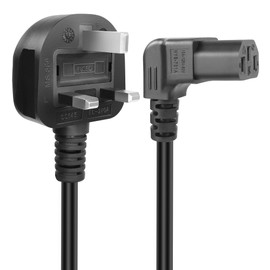 GELRHONR UK 90 Degree C13 Power Cable,250V 10A 3 Pin Mains to Down Angle IEC C13 AC Power Cord for Computer,Monitor,TV, Kettle lead 1.5M Black