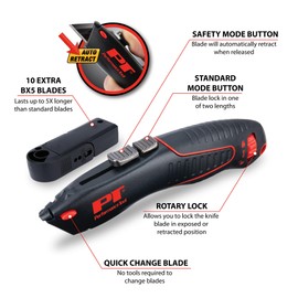 Performance Tool W689 BX5 Dual Safety Utility Knife - Durable and Ergonomic Design for Safe and Efficient Cutting Tasks