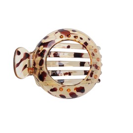 SOWAKA Hair Claws Small Non Slip French Round Concord Flat Hair Clips Banana Barrettes Alligator for Women Thick Long Hair Styling Yoga Exercise (Light Coffee Dot)