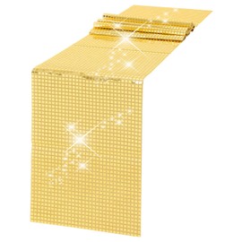 DSLSQD Disco Party Table Runner, 30 x 275 cm, Colourful Disco Tablecloth, Glitter Sequin Table Runner, Disco Ball Table Runner, for Retro 70s 80s Disco Party Decoration Birthday Dance Party Wedding