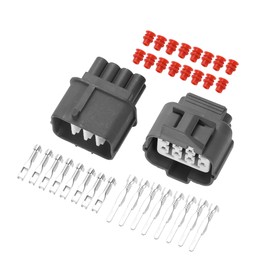 Hihaha OBD1 Distributor Connector Plug for Honda/Inner Male Female Wire Terminal Connector/Waterproof Plastic 2mm Series / 1 Set Black 8 Pin