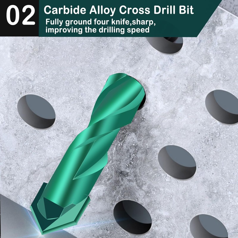 10PC 3/16" Green Concrete Drill Bit Set, Mgtgbao 5mm Masonry