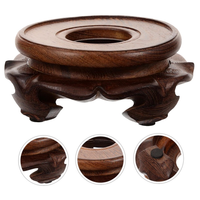 Mobestech Indoor Display Stand for Vases Decor Rustic Wood Base