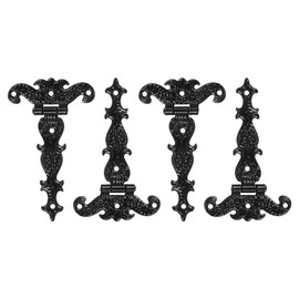 sourcing map 3.5 Inch Door Tee Hinge, 4Pcs T-Strap Hinges Retro Decorative Hinge for Wooden Fences Yard Doors Barn Gate Wooden Box, Black