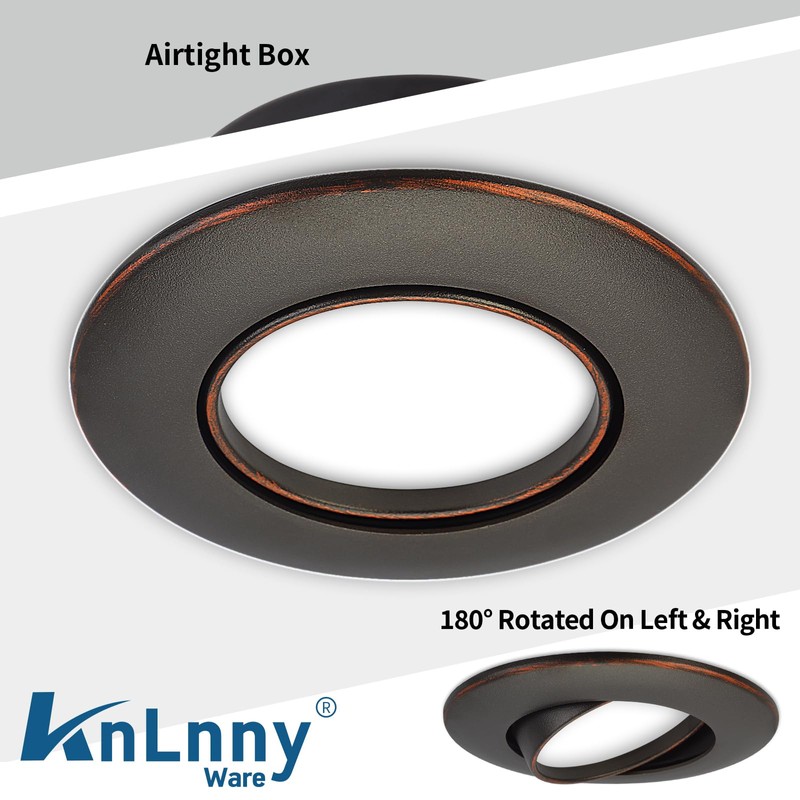 KnLnny Ware Oil Rubbed Bronze 4 Inch recessed Light,dimmable,6 Pack,5CCT