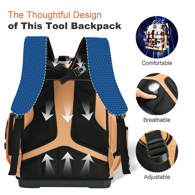 Tool Backpack Heavy Duty, Tool Bag organizer with 89 Pockets