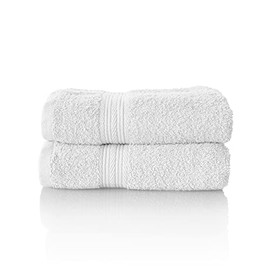 ALCLEAR set of terry hand towels, range of soft and highly absorbent towels, OEKOTEX 100 certified, 5 colours & 5 sizes, colour: WHITE, 2 x hand towels 50x100 cm