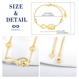 INFINIONLY Women's Girls Cute Puppy Necklaces Bracelets and Earrings 925 Silver Jewellery Sets with Cubic Zirconia Fashion Infinity Symbol Necklaces Pendant Bracelet Stud Earrings Gold, Sterling