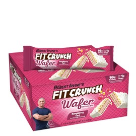 Fit Crunch Barritas de proteína tipo wafer FITCRUNCH, diseñadas por Robert Irvine, 16 g de proteína y 1 g de azúcar (9 barritas, sabor a tarta de frambuesa)